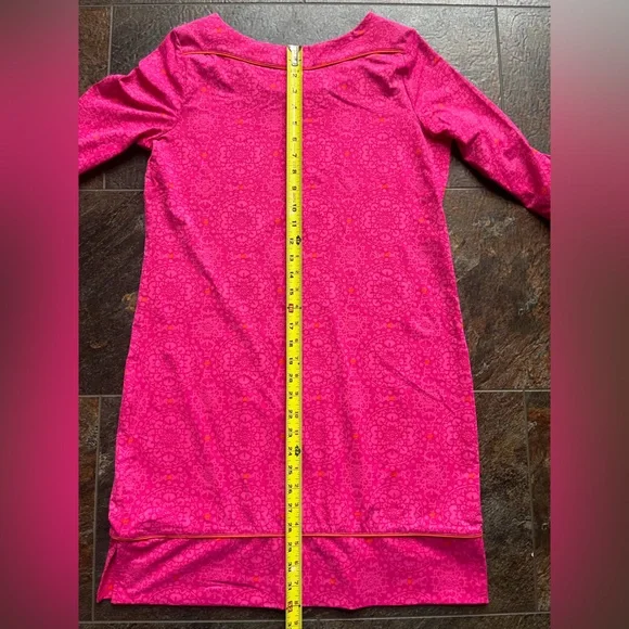 Lands’ End Cerise pink celestial geo tunic swim cover up dress. Size small - Picture 16 of 16